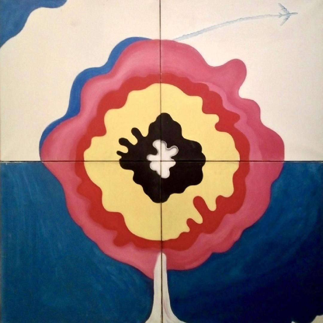 Tamas Zanko : La bombe, 1968, peinture aléatoire acrylique sur toile 120x120 cm
