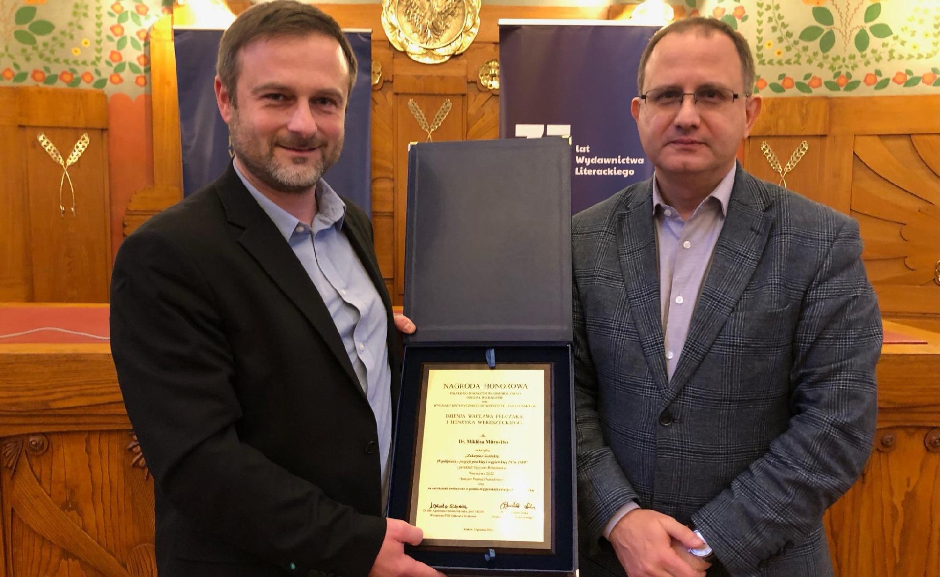 Mitrovits Miklós a Henryk Wereszycki és Wacław Felczak életmű-díj kitüntetettje