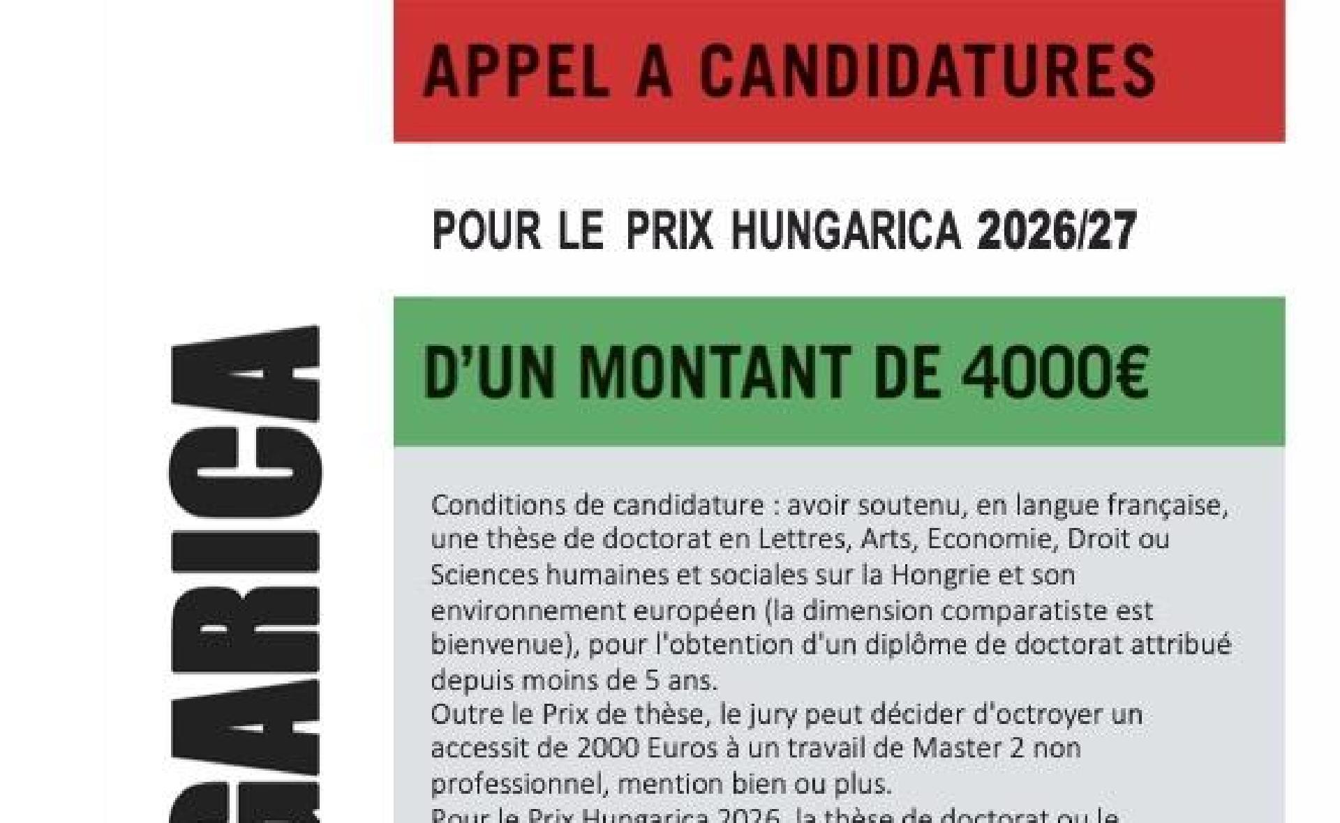 Prix Hungarica 2026/2027