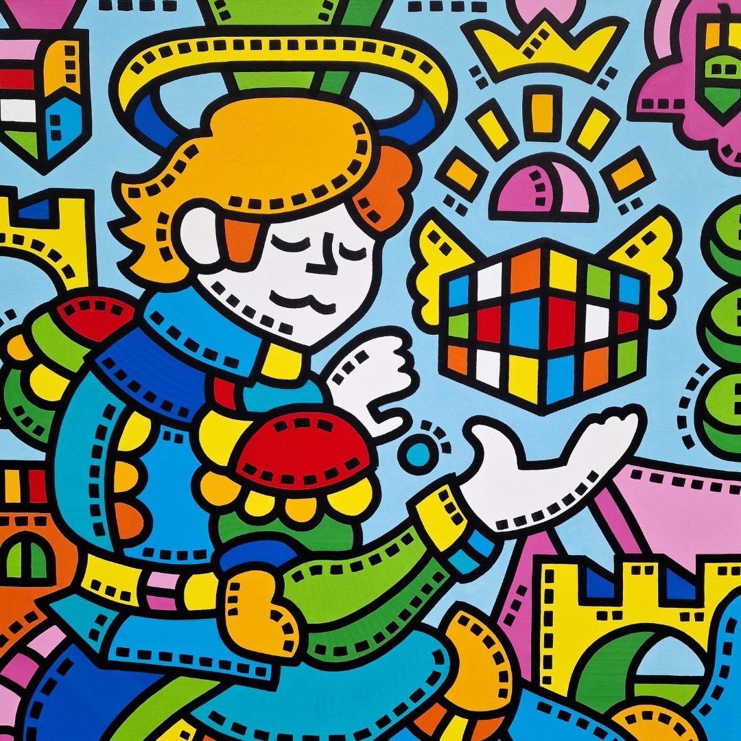 Rob Anderson's artwork celebrating the 50th anniversary of the innovation of the Rubik's Cube