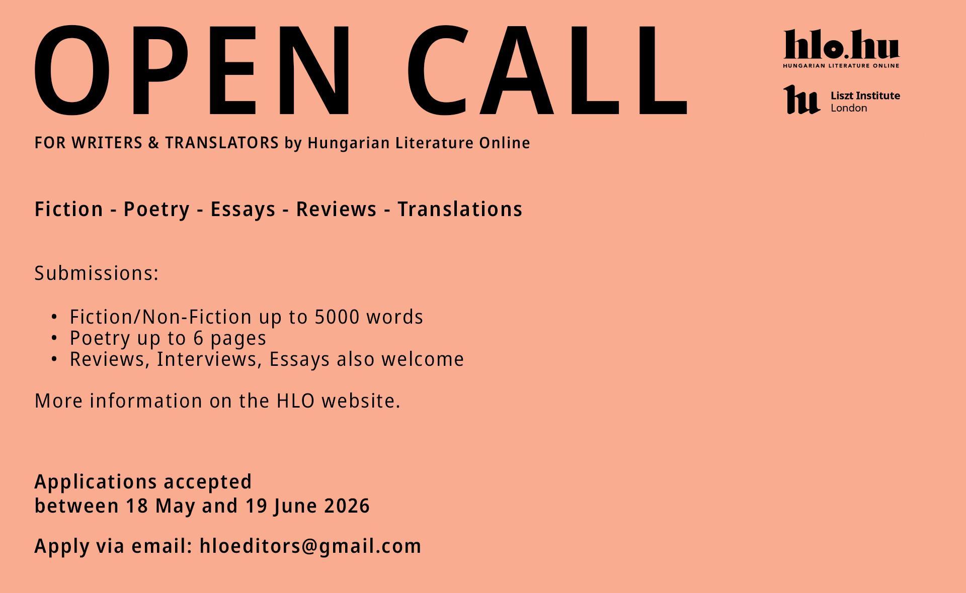 Open Call for Writers & Translators