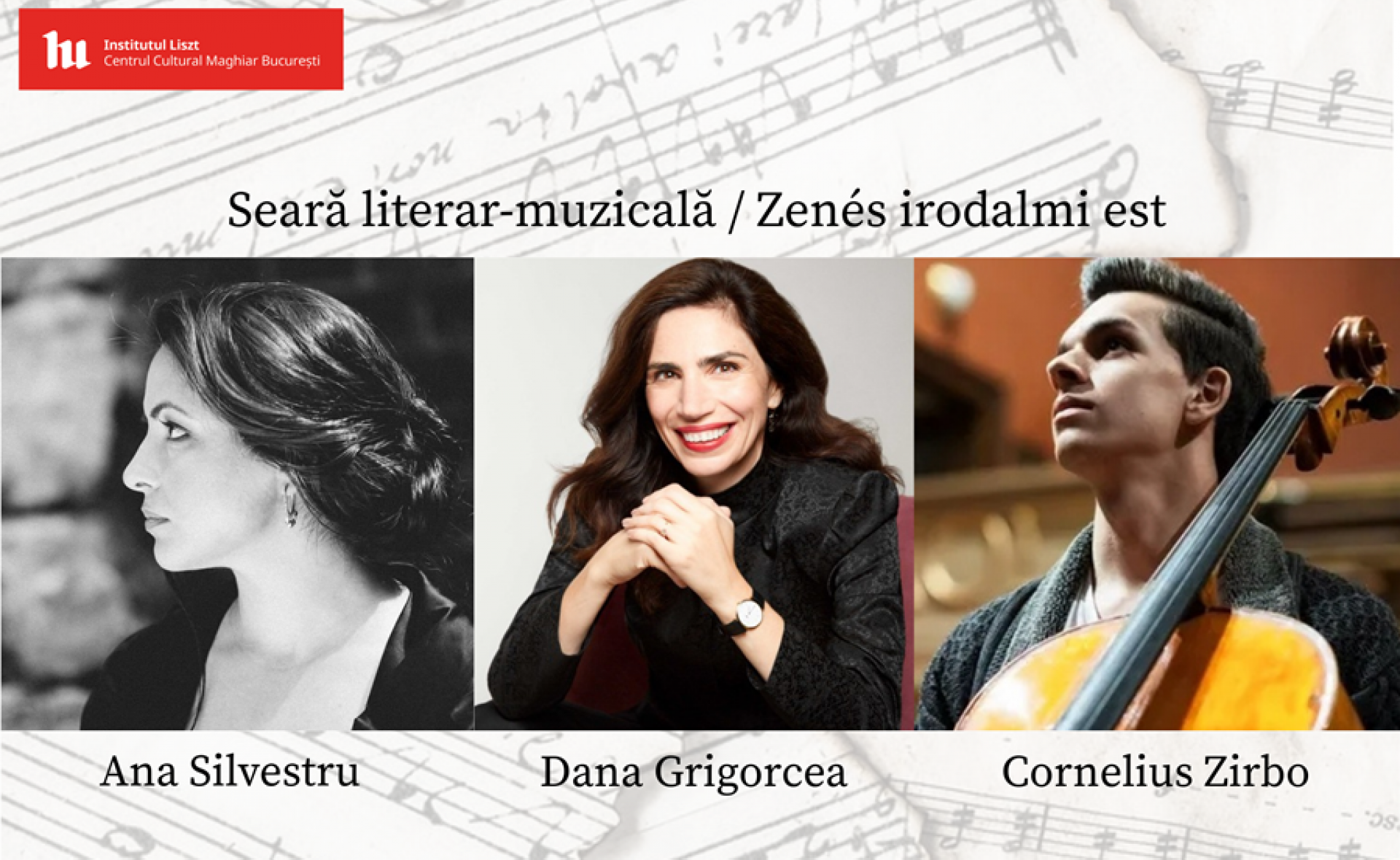 Seară literar-muzicală cu Ana Silvestru, Dana Grigorcea și Cornelius Zirbo