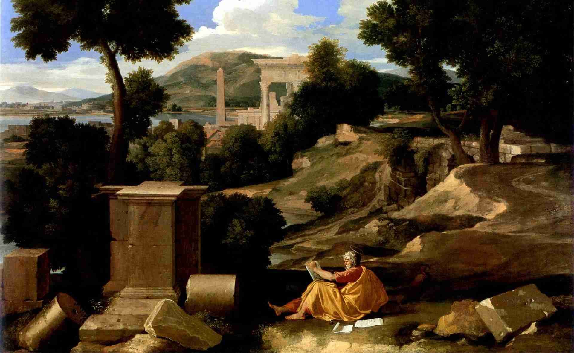 Poussin - Paysage avec saint Jean à Patmos, Chicago Art Institute