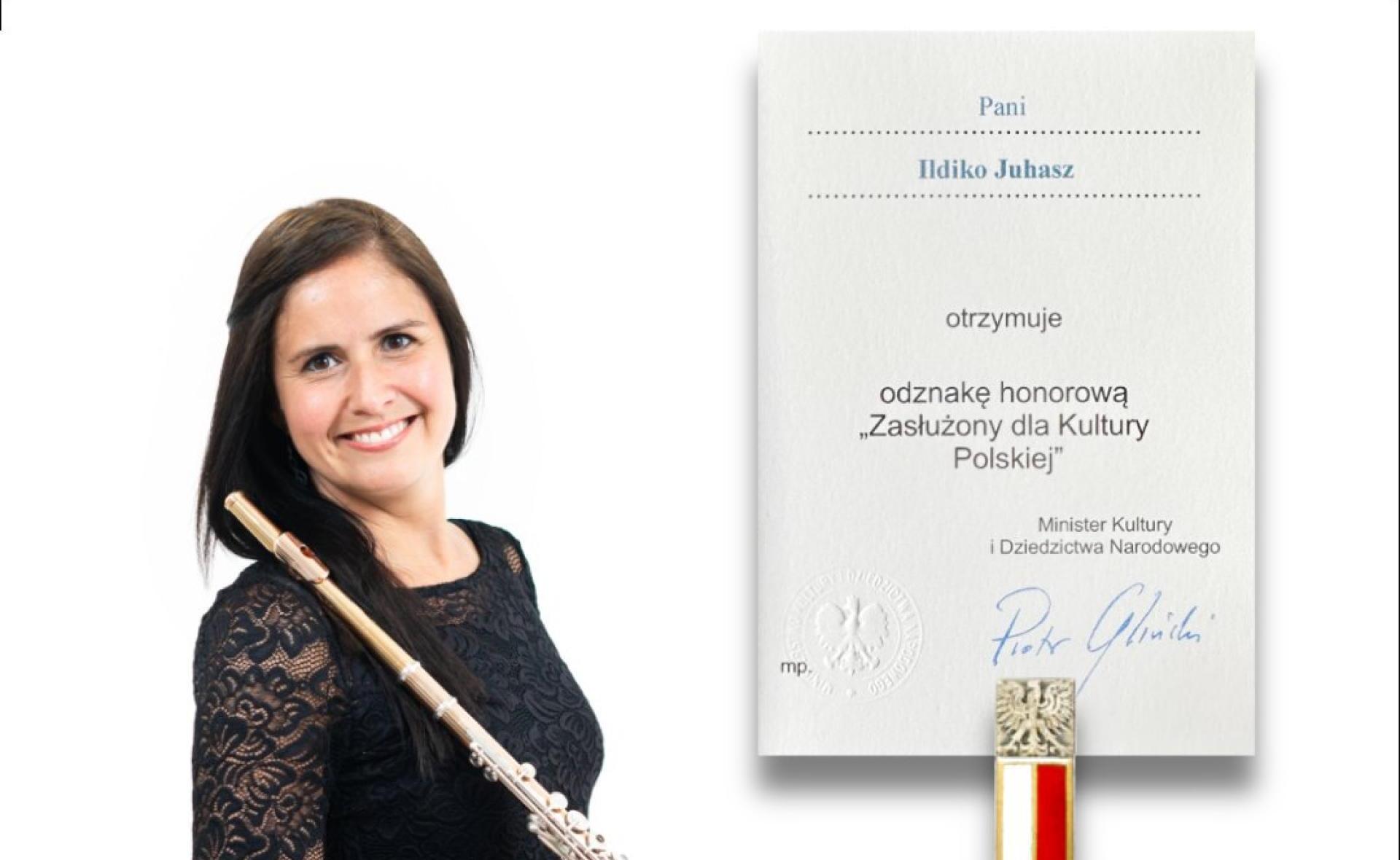 Węgierska flecistka Ildikó Juhász otrzymała odznakę honorową "Zasłużony dla Kultury Polskiej"