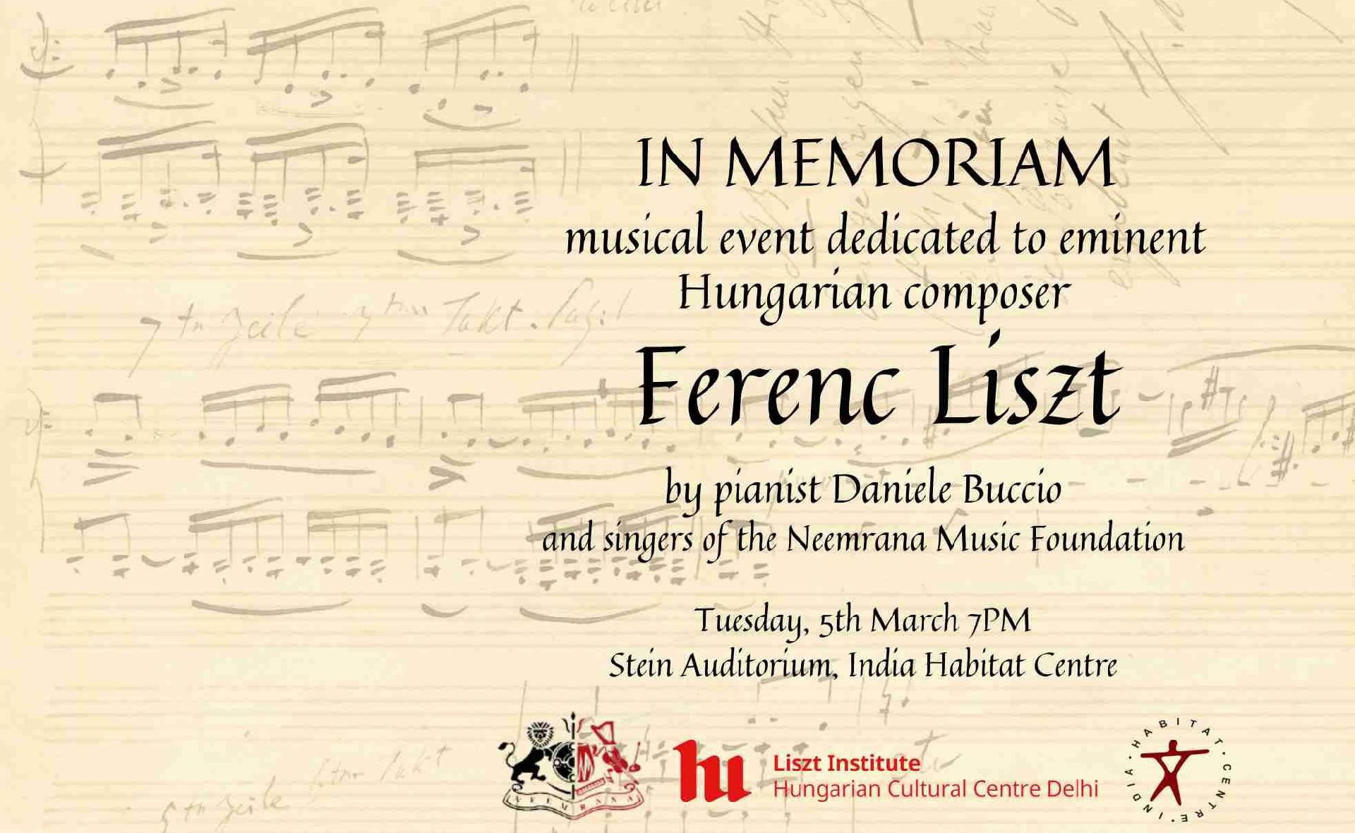 In Memoriam - Liszt koncert a Habitat Centre-ben