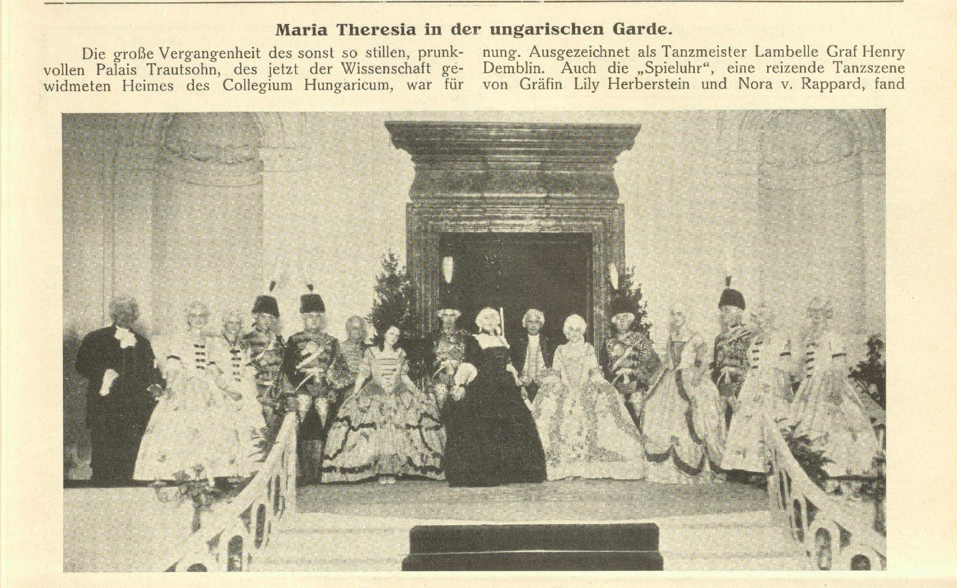 Jótékonysági rendezvény a Collegium Hungaricumban, a Trautson Palotában | Wiener Salonblatt (1933), Forrás: ÖNB ANNO