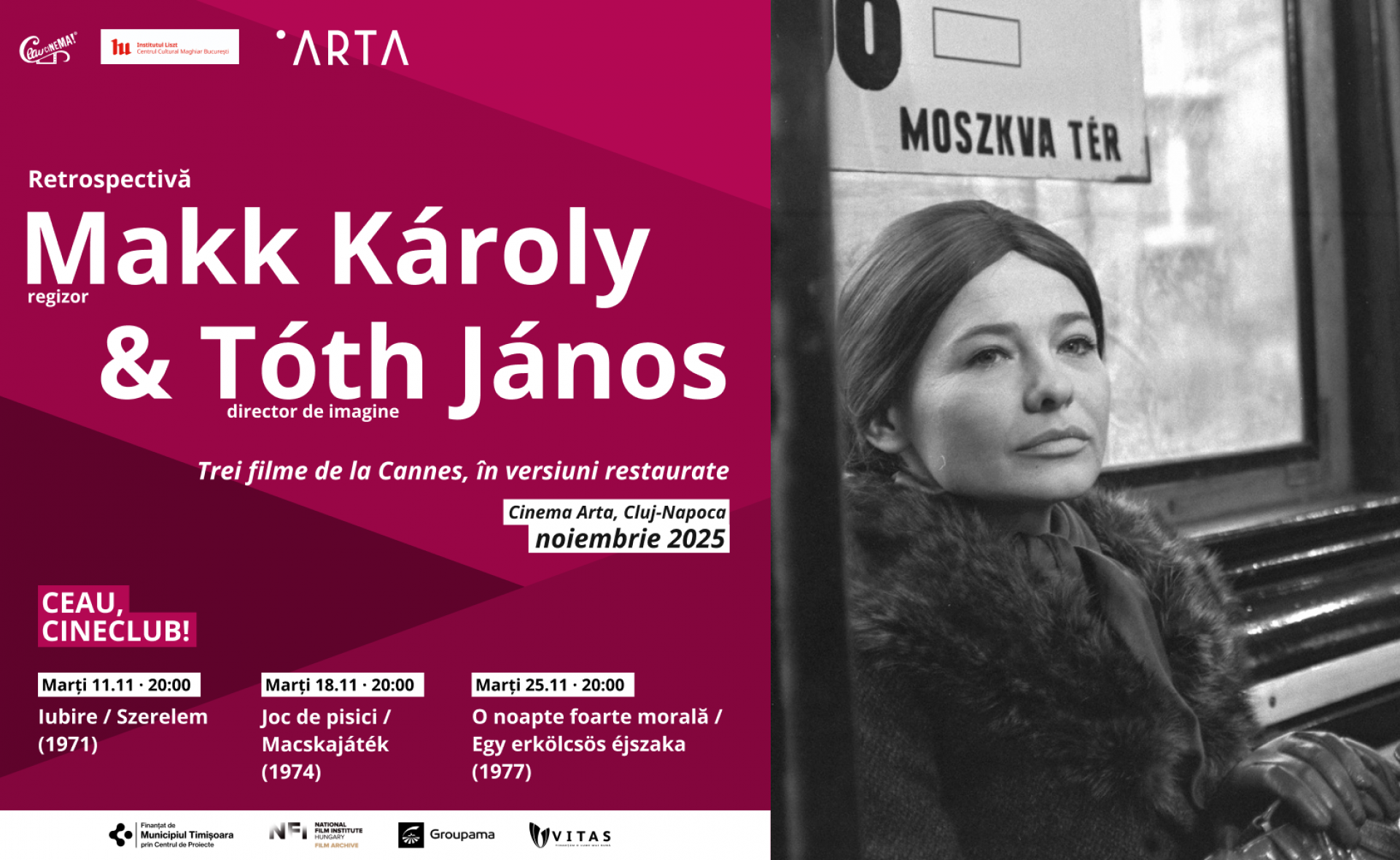 Makk Károly (rendező) és Tóth János (operatőr) retrospektív Kolozsváron. Felújított magyar klasszikus filmek
